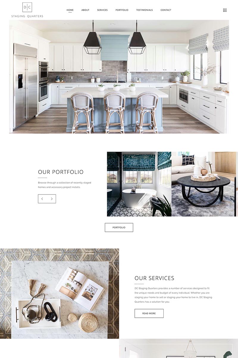 Homepage Site Design of DC Staging Quarters | Phoenix SEO for the most used search engines, Developers, Graphic Design, Support & Maintenance, Hosting | industry leading graphic design